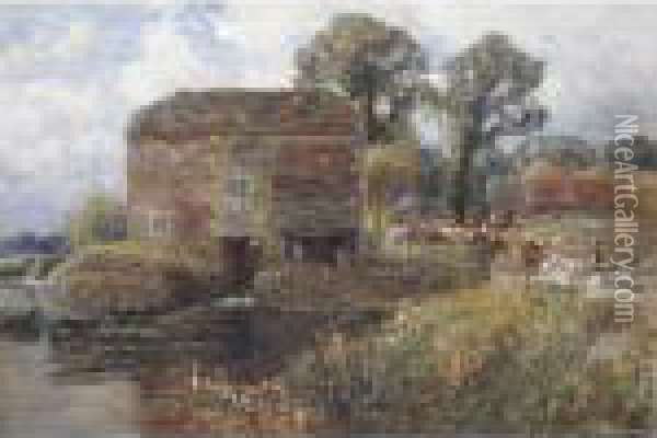 The Old Water Mill Oil Painting - Frederick William N. Whitehead