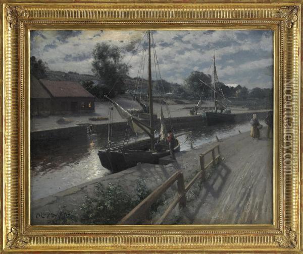 Flodlandskap Oil Painting - Johan Erik Ericson