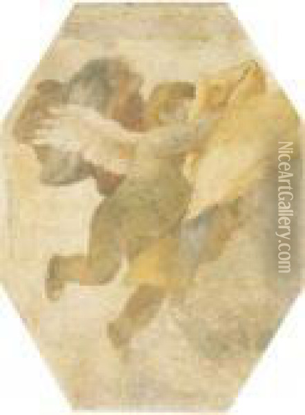 Un Putto Portant Une Draperie Dans Les Airs Oil Painting - Giovanni Battista Tiepolo