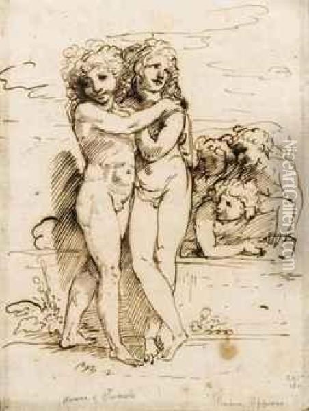 Cupid And Hymen Accompanied By Amorini Oil Painting - Andrea, the Elder Appiani