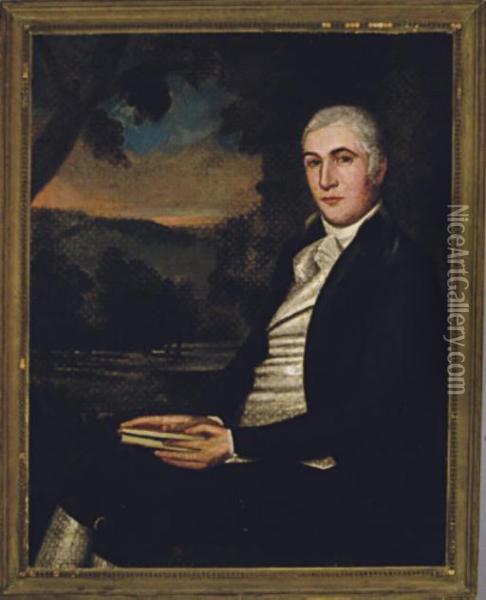 Portrait Of A Gentleman, Seated Three-quarter Length In A Landscape Oil Painting - Ralph Earl