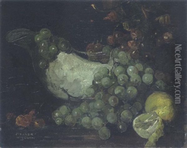Stilleben Mit Weintrauben Und Zitronen Oil Painting - Anton Mueller-Wischin