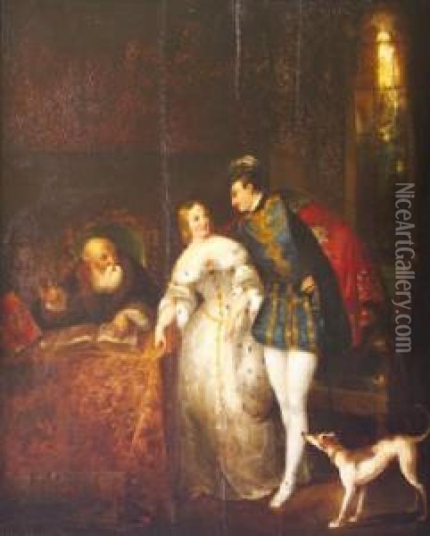A Clandestine Marriage Oil Painting - Daniel Maclise