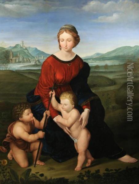 Madonna Del Prato Oil Painting - Raphael (Raffaello Sanzio of Urbino)