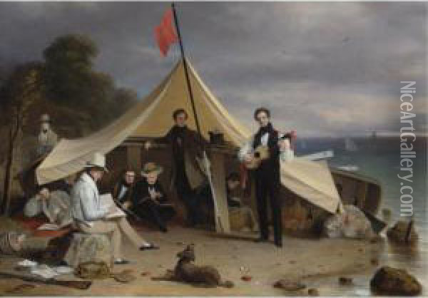 Greenwich Boat Club Oil Painting - Robert Walter Weir