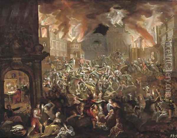 The Fall of Syracuse Oil Painting - Frederik Valckenborch