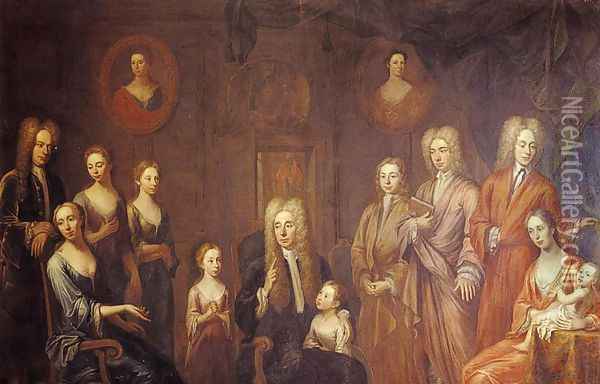 Sir Francis Grand and His Family Oil Painting - John Smibert