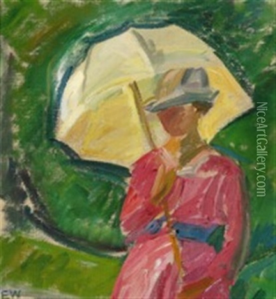 Dame Med Parasol (lady With Parasol), Christianso Oil Painting - Edvard Weie