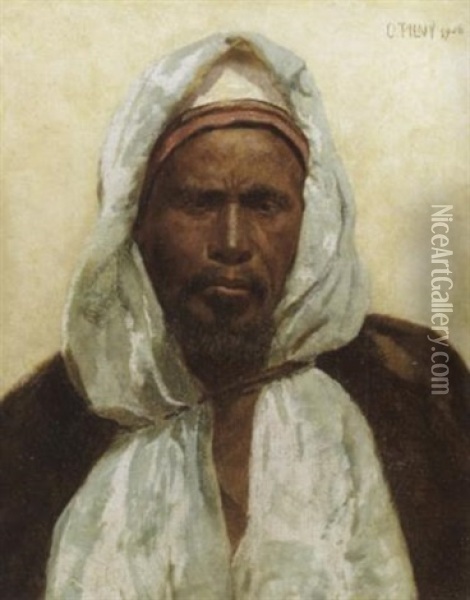 Brustbild Eines Arabers Oil Painting - Otto Pilny