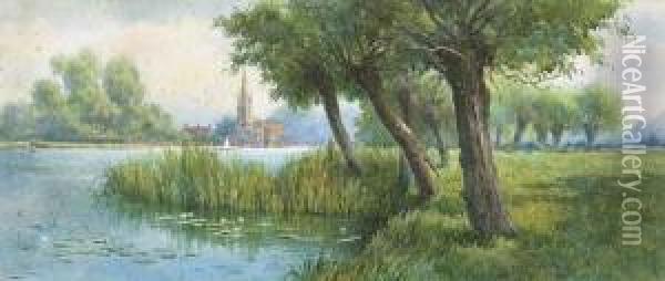 The Thames At Great Marlow Oil Painting - Claude Hamilton Rowbotham