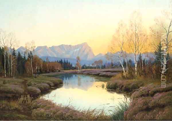 Autumn sunset Oil Painting - Adalbert Wax