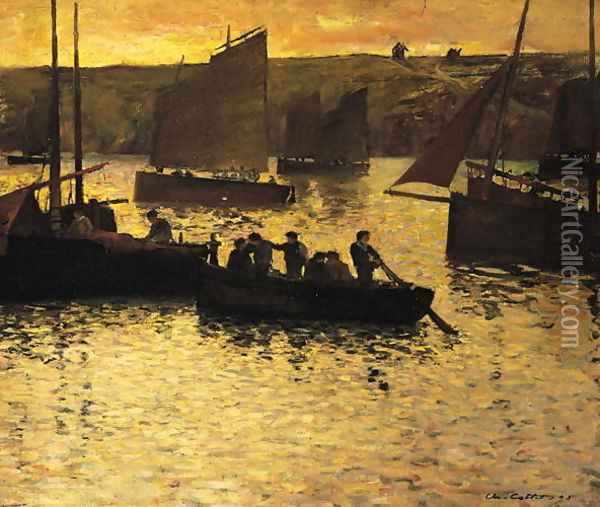 In the Port, 1895 Oil Painting - Charles Cottet