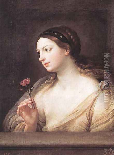 Girl with a Rose Oil Painting - Guido Reni