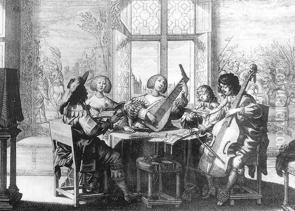 Musical Society c. 1635 Oil Painting - Abraham Bosse