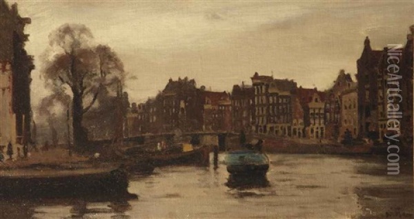 View Of The Oude Waal, Amsterdam Oil Painting - Willem Arnoldus Witsen