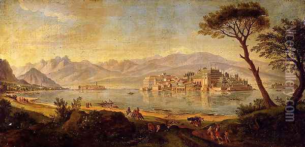 View Of Lake Maggiore With The Isola Bella Oil Painting - Caspar Andriaans Van Wittel