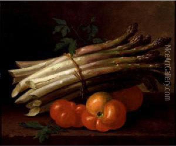 Still Life With Asparagus Oil Painting - Paul Lacroix