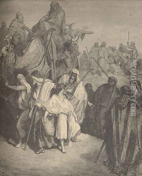 Joseph Sold Into Egypt Oil Painting - Gustave Dore
