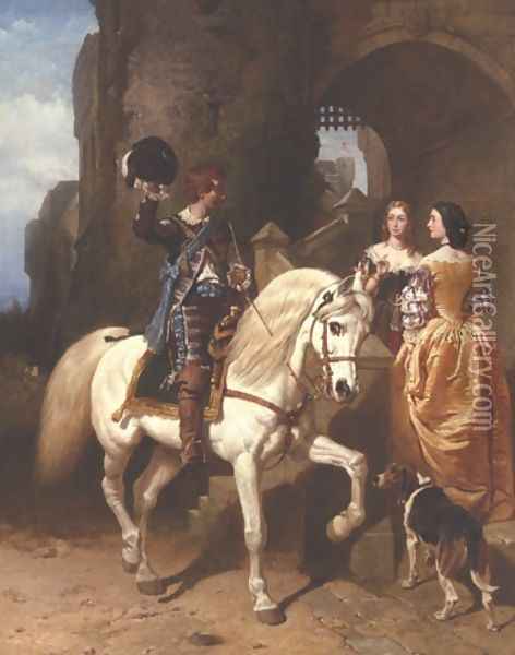 The Cavalier's Visit Oil Painting - John Frederick Herring Snr