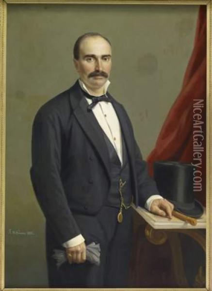 Portrait D'homme Au Chapeau Haut De Forme Oil Painting - Felicita Hoffmann