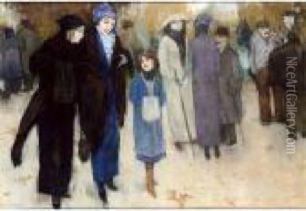 Leaving The Theatre Oil Painting - Leo Gestel