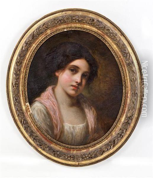 Portrait Of Young Girl Oil Painting - Charles Augustus C. Lasar