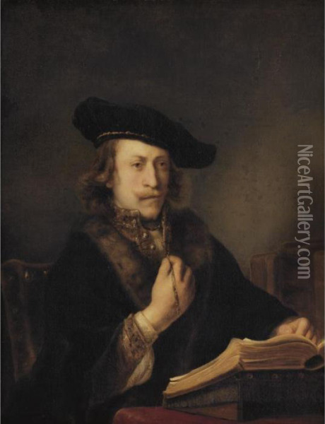 Man With A Book Oil Painting - Ferdinand Bol