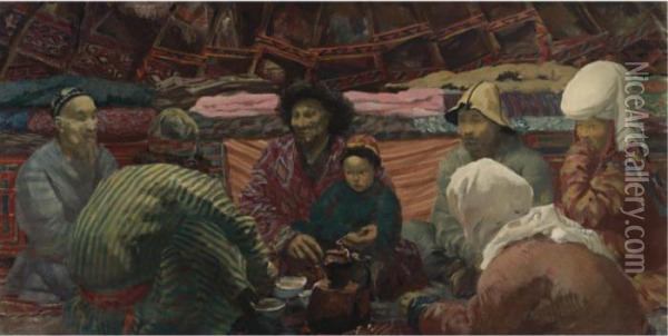 Under A Kirghiz Tent Oil Painting - Alexander Evgenievich Yakovlev