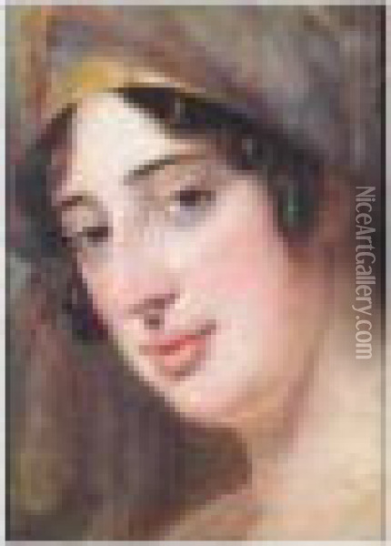 A Head Oil Painting - Sir Joshua Reynolds