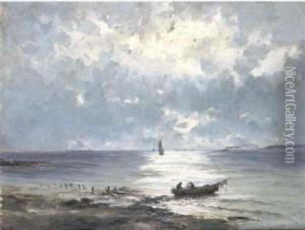 Barca En La Orilla Oil Painting - Carlos De Haes Y Fortuny