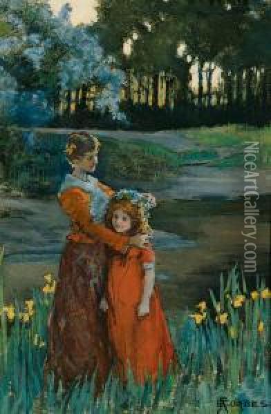 'a Little Garland Fits A Little Head' (robert Herrick) Oil Painting - Elizabeth A.Stanhope Forbes