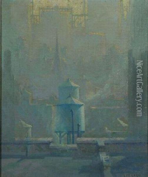 Water Towers, New York City Oil Painting - Lee Lash