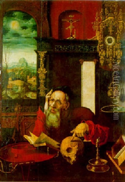 Saint Jerome Dans Son Atelier Oil Painting - Quentin Massys the Elder