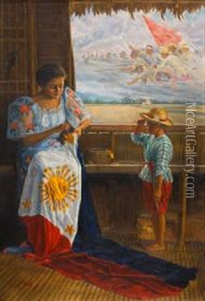 A Young Nation Oil Painting - Jorge Pineda