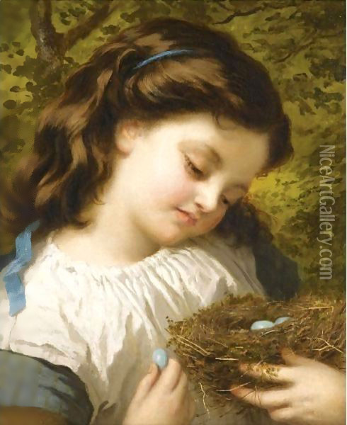 The Birds-Nest Oil Painting - Sophie Gengembre Anderson