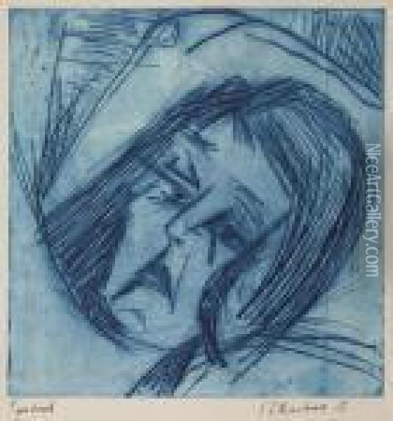 Liegender Madchenkopf Oil Painting - Ernst Ludwig Kirchner