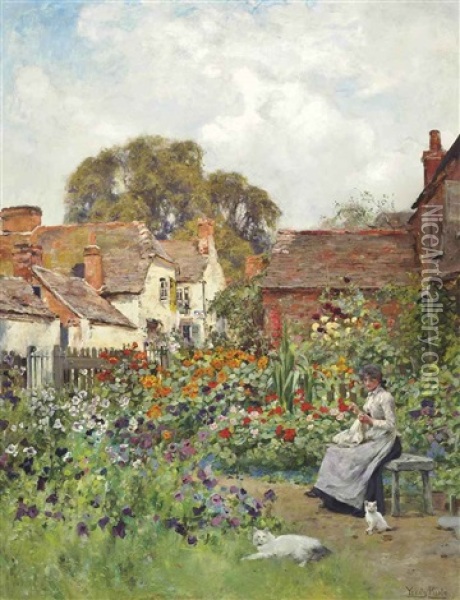 In The Garden Oil Painting - Henry John Yeend King