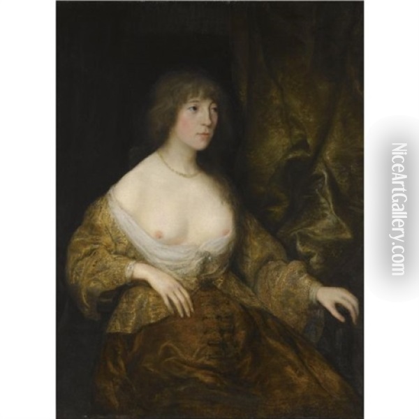 Portrait Of A Lady, Seated, With Her Breasts Uncovered Oil Painting -  Rembrandt van Rijn