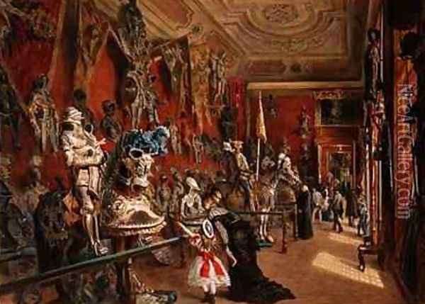 The second Armoury Room in the Ambraser Gallery of the Lower Belvedere Oil Painting - Carl Goebel