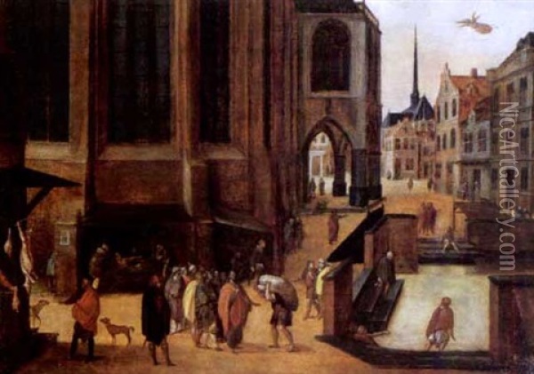 The Cathedral And Munster Square In Aix-la-chapelle Oil Painting - Hendrick van Steenwyck the Elder