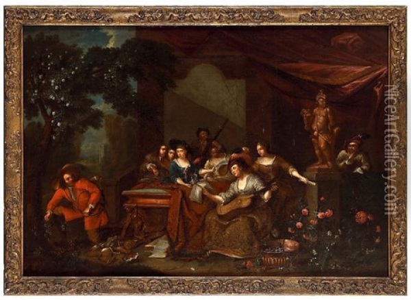 Concert On A Palace Terrace Oil Painting - Willem van Mieris