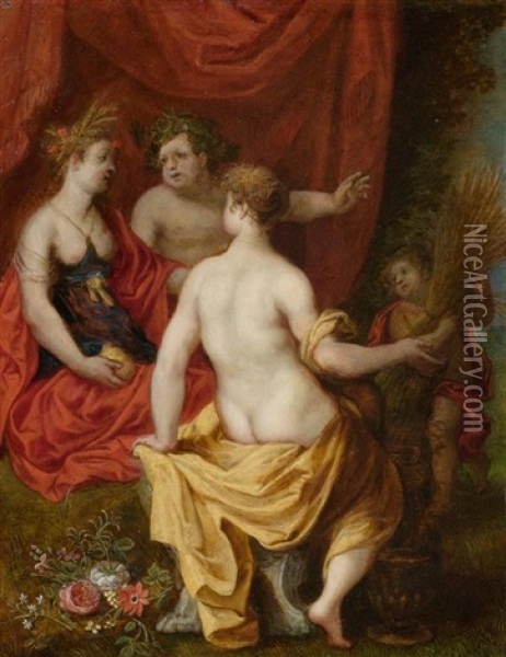 Sine Cerere Et Baccho Friget Venus - Ohne Ceres Und Bacchus Friert Venus Oil Painting - Hendrik van Balen the Younger