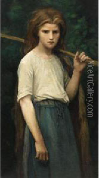 The Shepherdess Oil Painting - Jules Breton