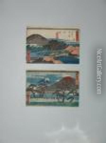 Serie Du Tokaido, Station 36 Oil Painting - Utagawa or Ando Hiroshige