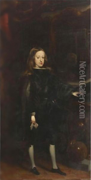 Portrait Of Charles II, King Of Spain (1661-1700) Oil Painting - Juan Carreno De Miranda