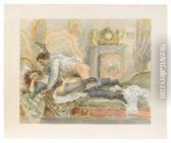An Amorous Interlude Oil Painting - Mihaly von Zichy
