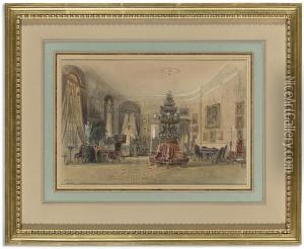 Queen Olga's Drawing Room In The Stuttgart Palace Oil Painting - Pieter Francis Peters