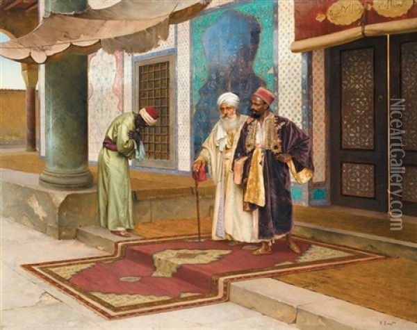 Leaving The Mosque Oil Painting - Rudolf Ernst