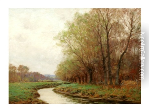 Pond Path In Landscape Oil Painting - William Merritt Post