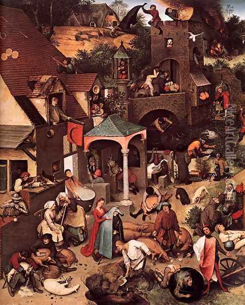 Netherlandish Proverbs (detail) 1559 Oil Painting - Jan The Elder Brueghel